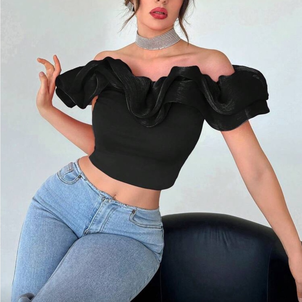 Elegant Black Off-Shoulder Women's Top